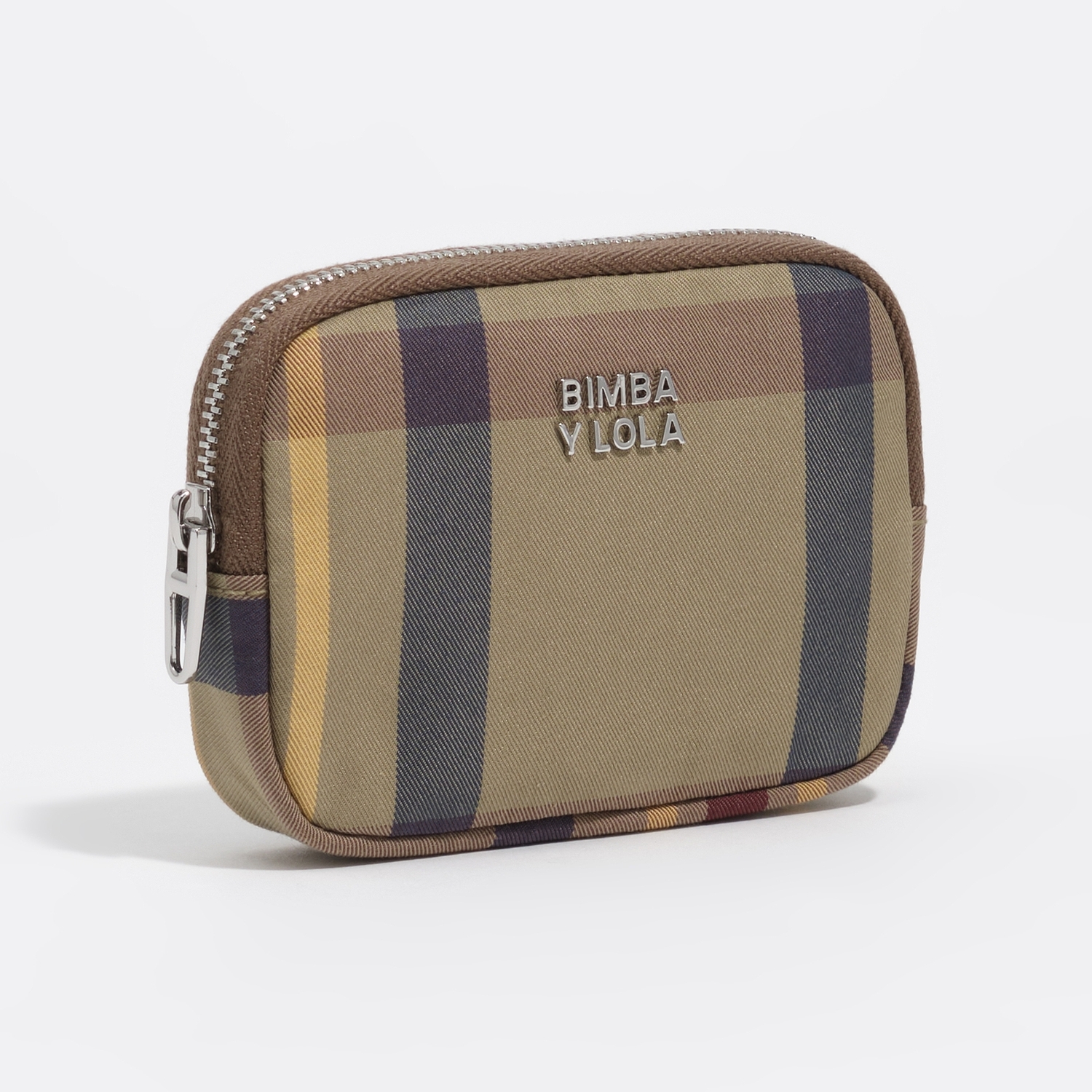 Portmonetka żakard tartan khaki burgund