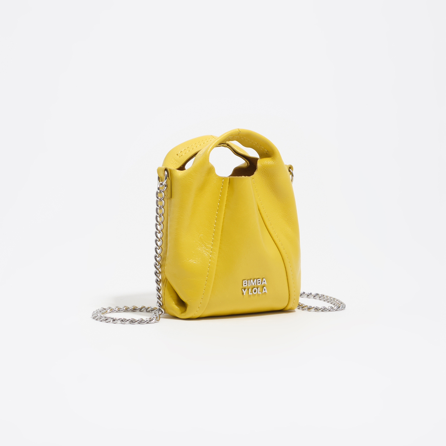 Bimba Y Lola Yellow Micro Leather Paper Crossbody Bag
