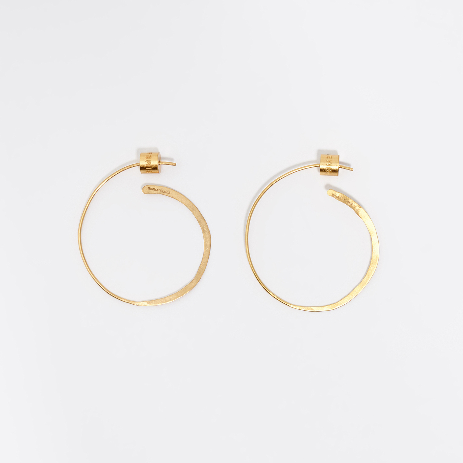 Bimba Y Lola Gold Small Aged Textured Hoop Earrings