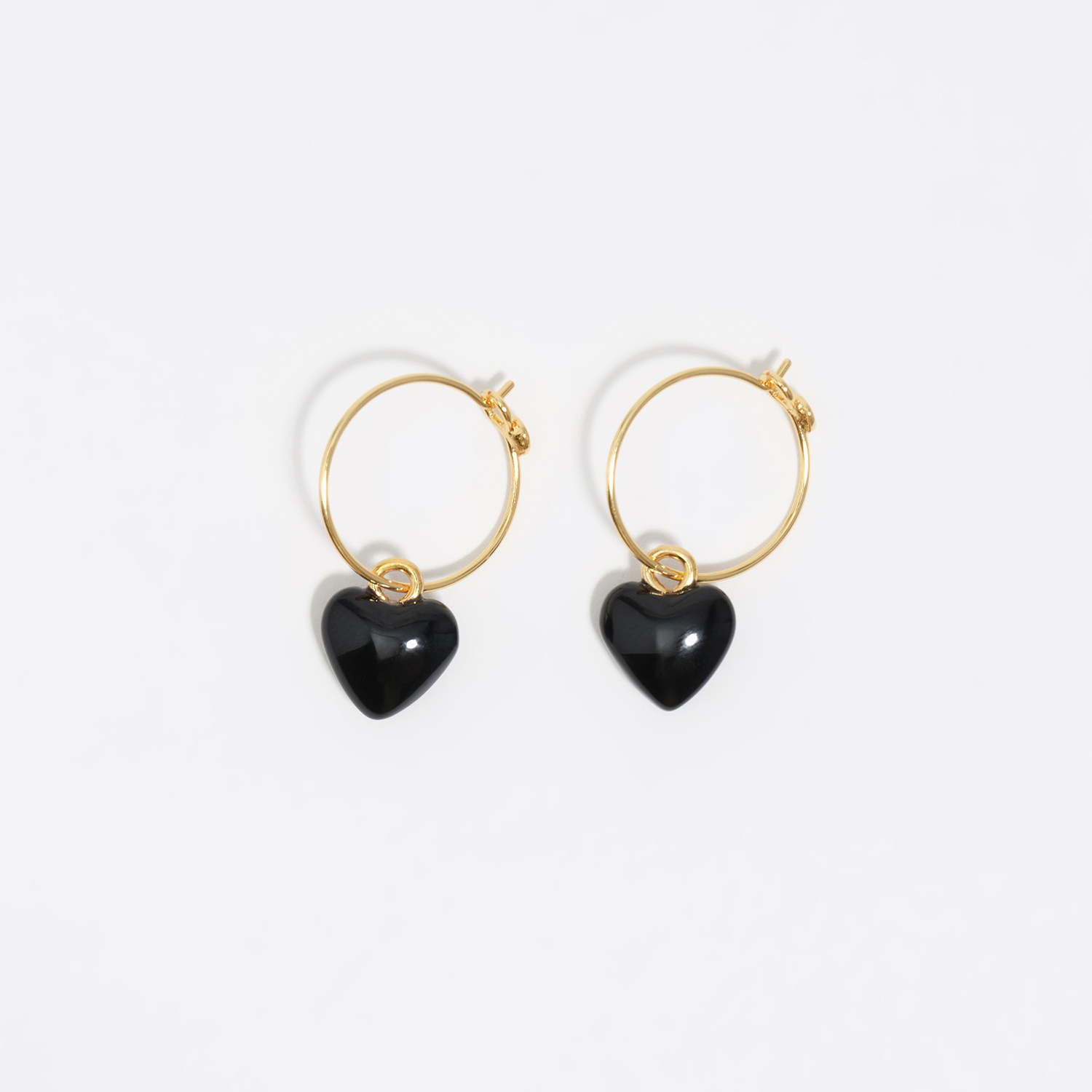 Bimba Y Lola Black Gold Hoop Earrings And Heart