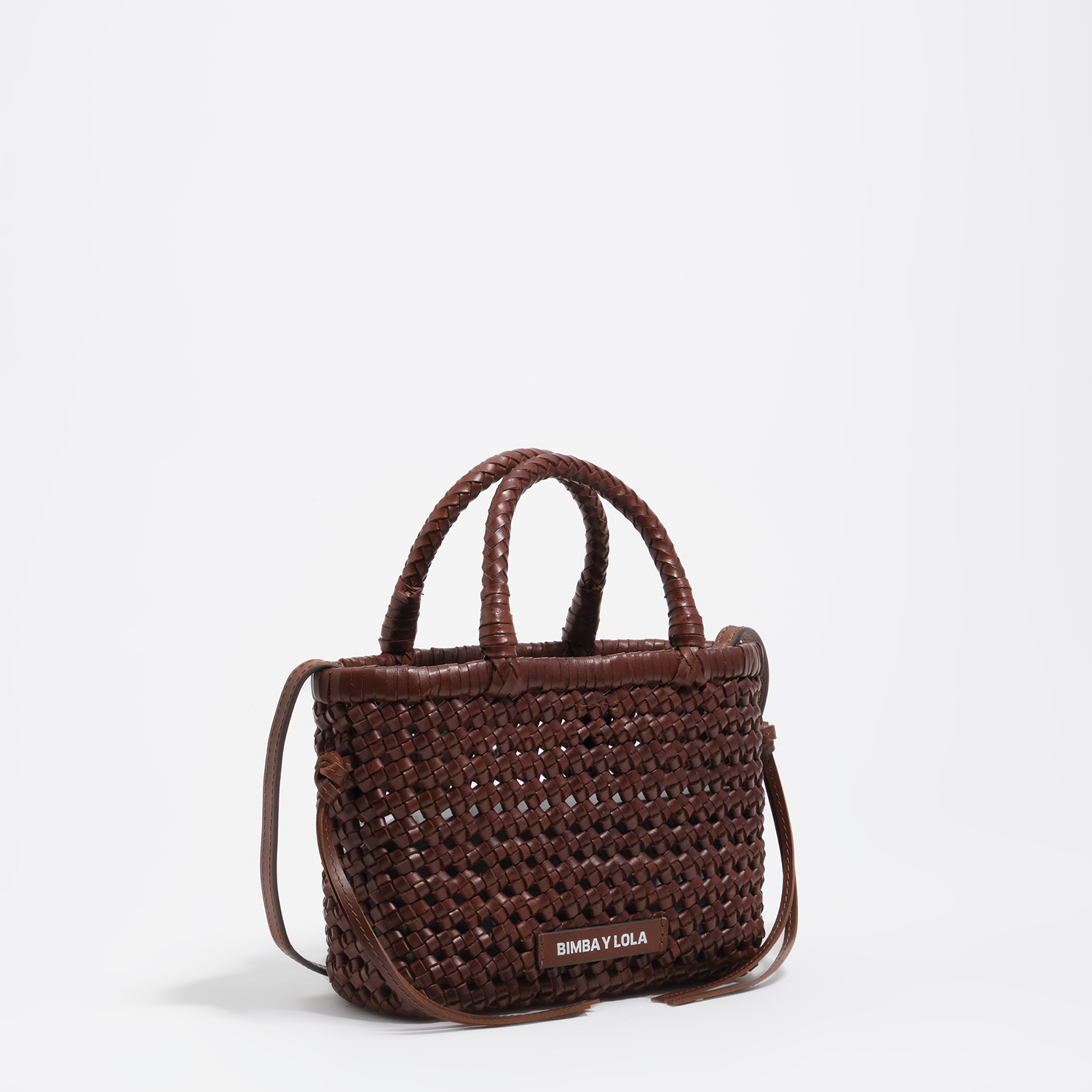 Bimba Y Lola Nut Wal Plaited Leather Mini Bag