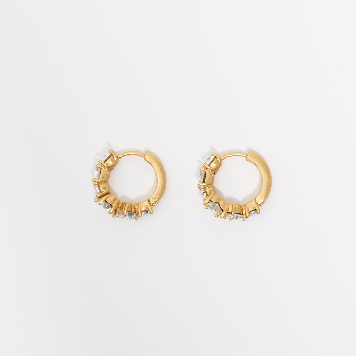 Bimba Y Lola Gold Small Crystals Heart Hoop Earrings