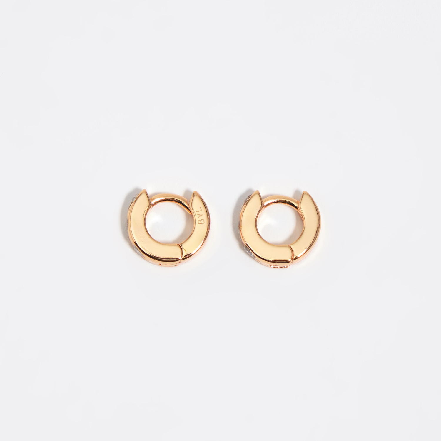 Bimba Y Lola Gold Heart Mini Hoop Earrings With Crystals