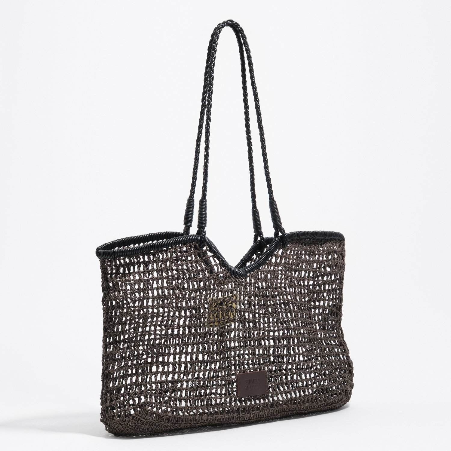 Bimba Y Lola Chocolate Large Raffia-Effect Shopper Bag