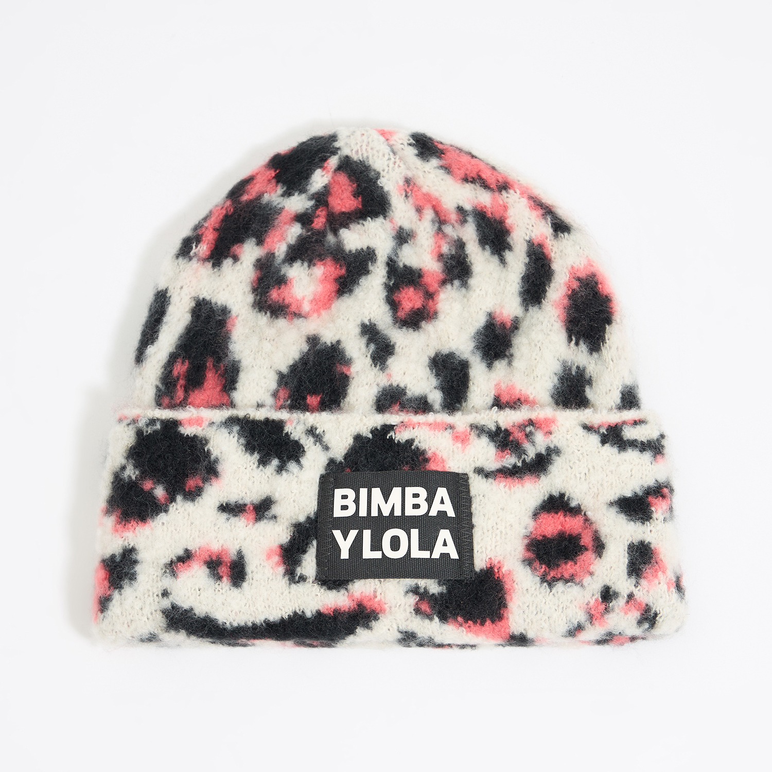 Czapka dzianina żakard animal print naturalna 2