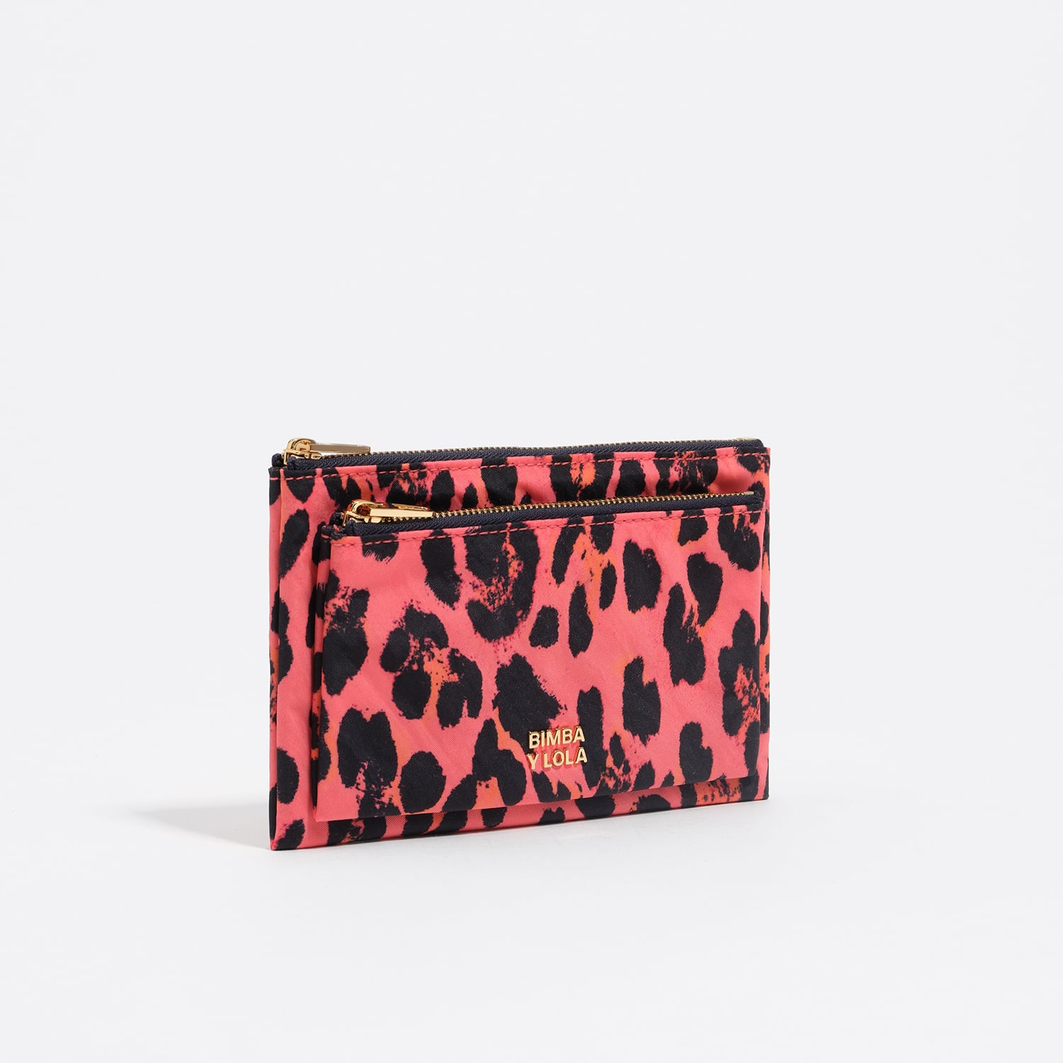 Portfel pocket nylon Leopard neonowy róż