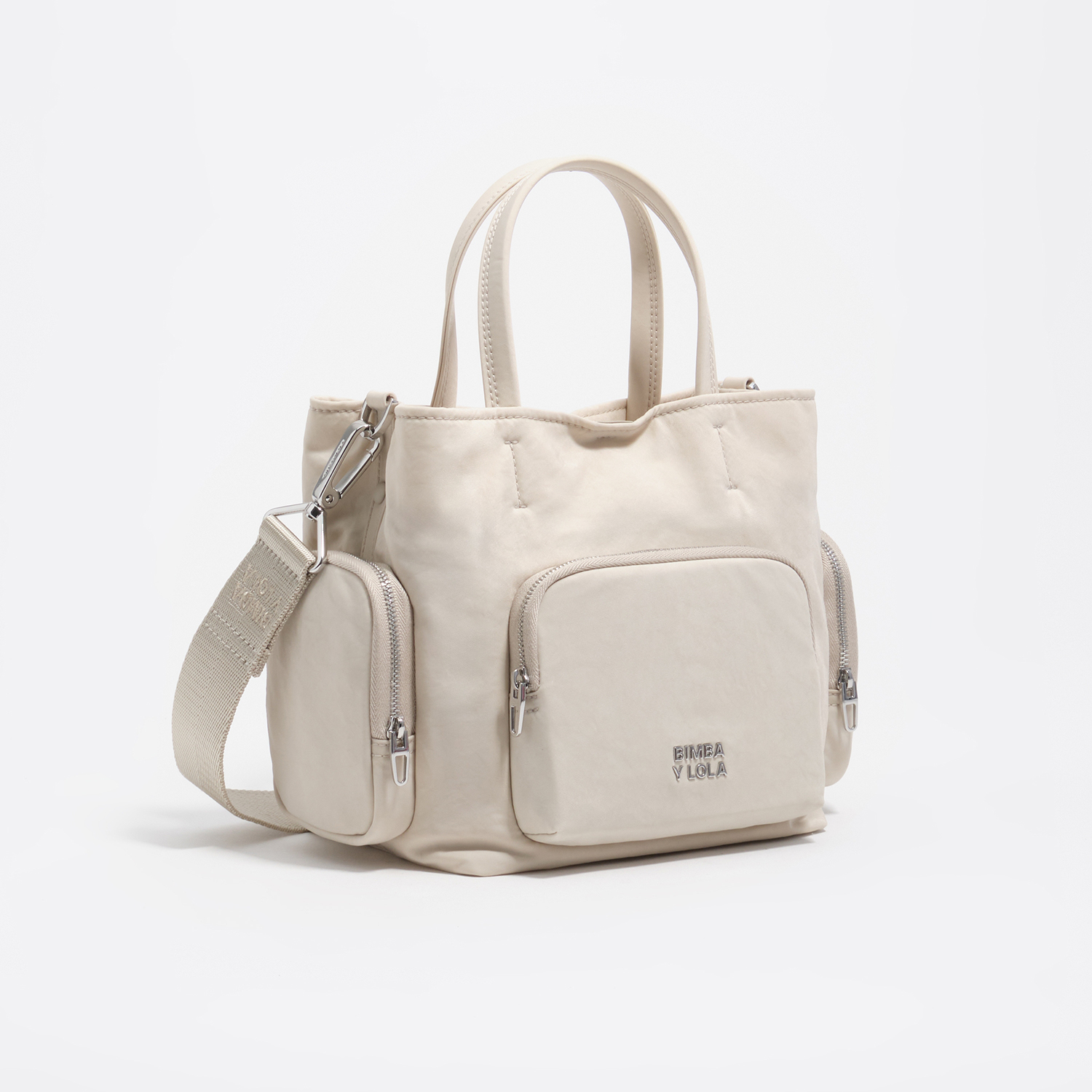 Torebka Pocket mała nylon biało-szara
