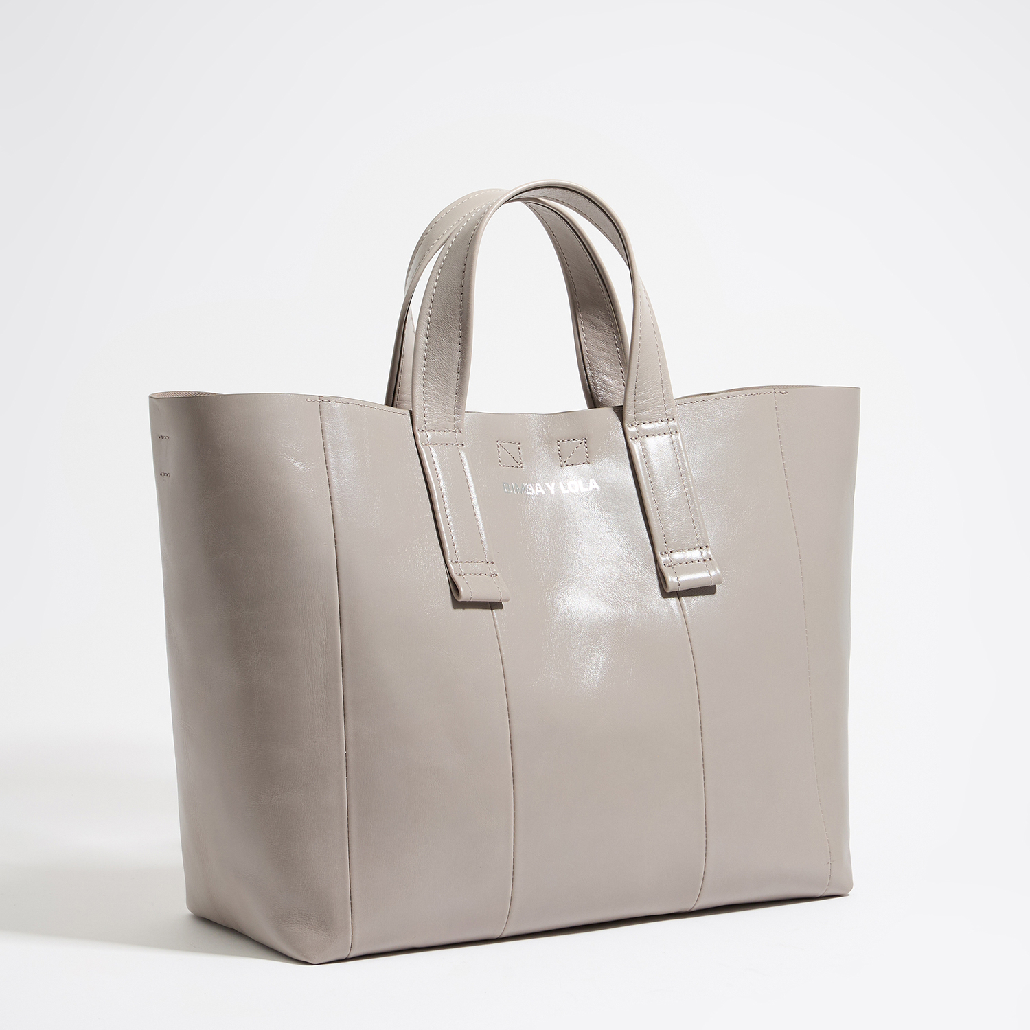 Torba shopper duża skóra zielonoszara