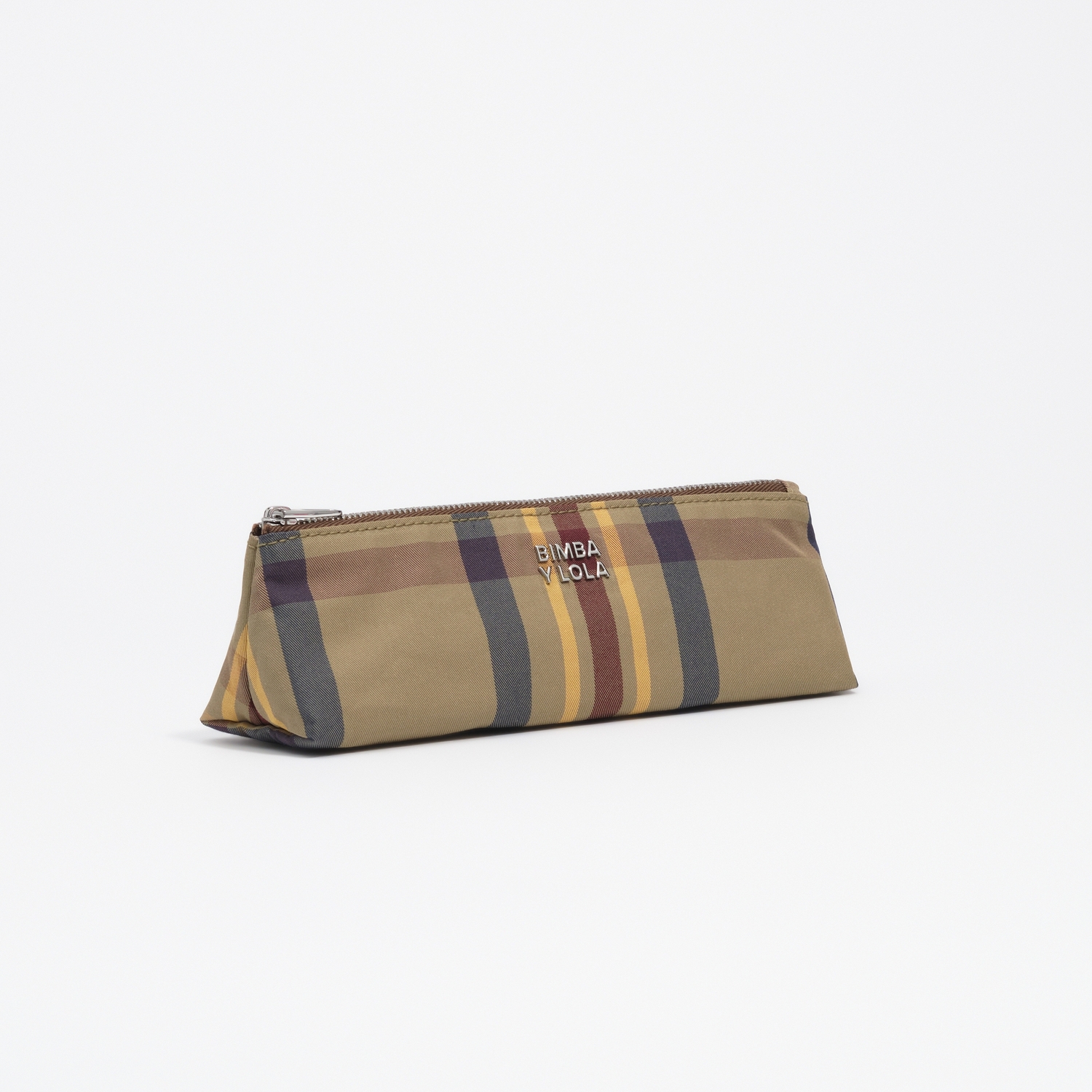 Etui żakard tartan khaki burgund