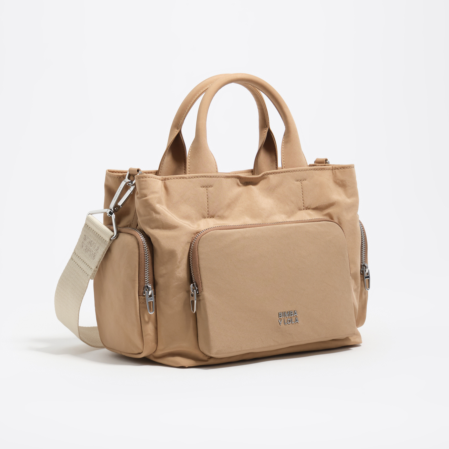 Bimba Y Lola Camel Medium Nylon Pocket Bag