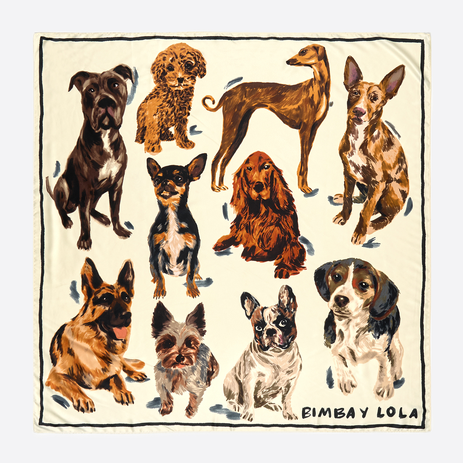 Bimba Y Lola Off White Dog Print Scarf