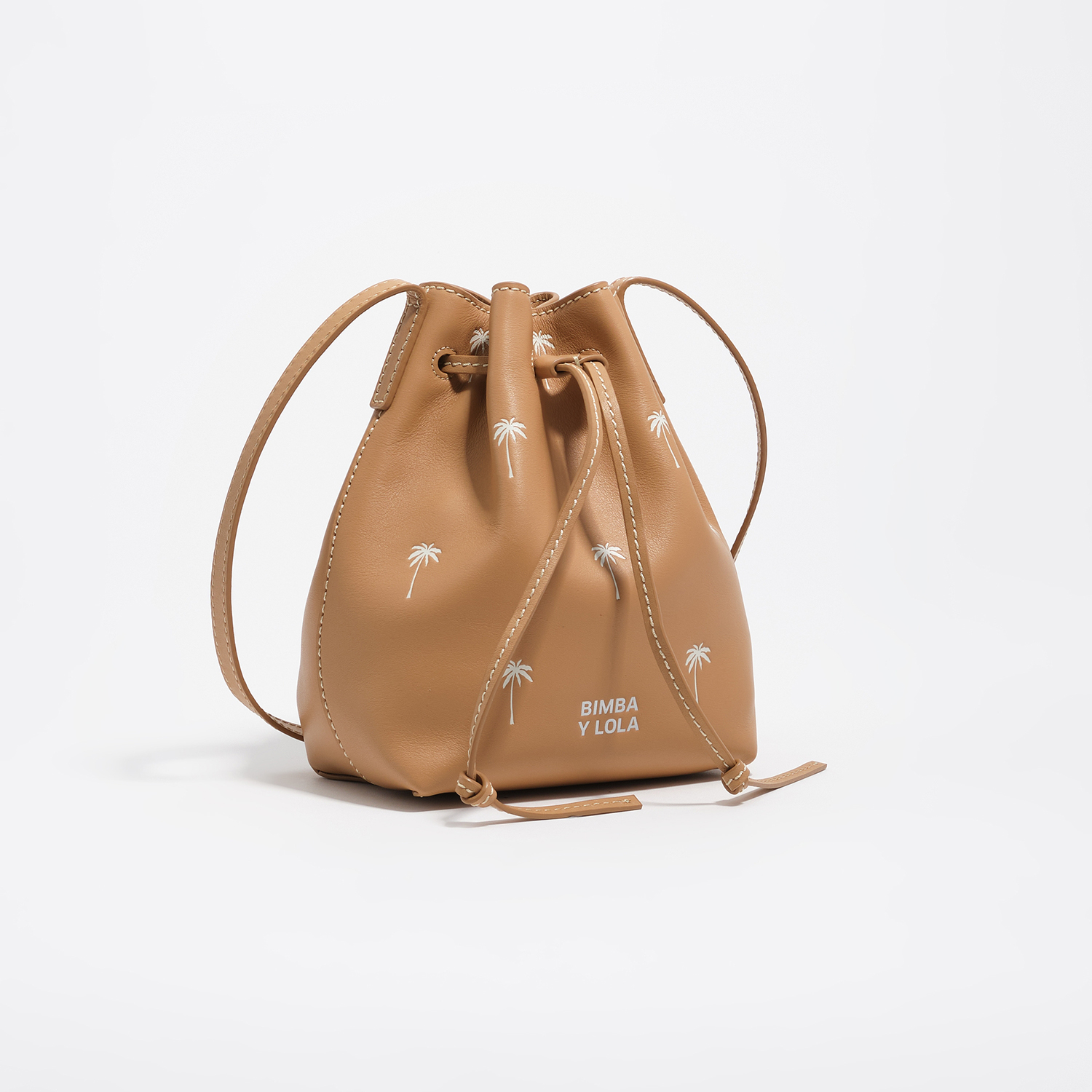 Bimba Y Lola Hazelnut Small Leather Bucket Bag