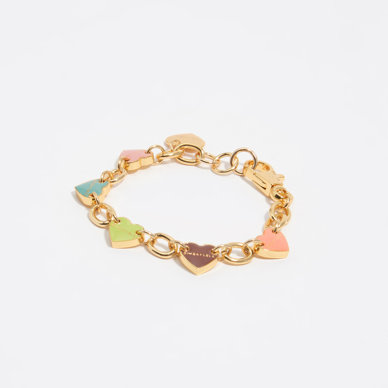 Bimba Y Lola Lime Heart Logos Gold Chain Bracelet