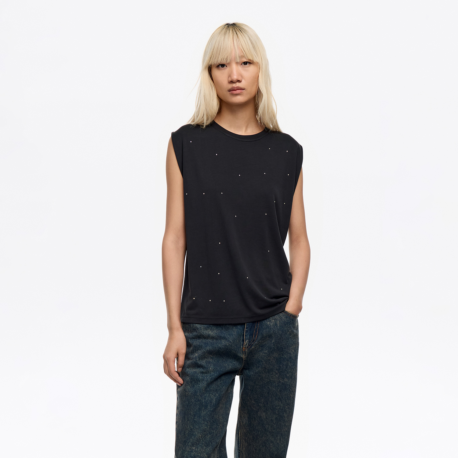 Shirt Steine Schwarz