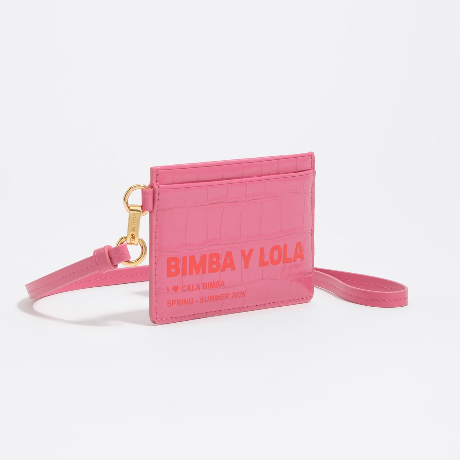 Bimba Y Lola Dark Pink Embossed Crocodile Card Holder