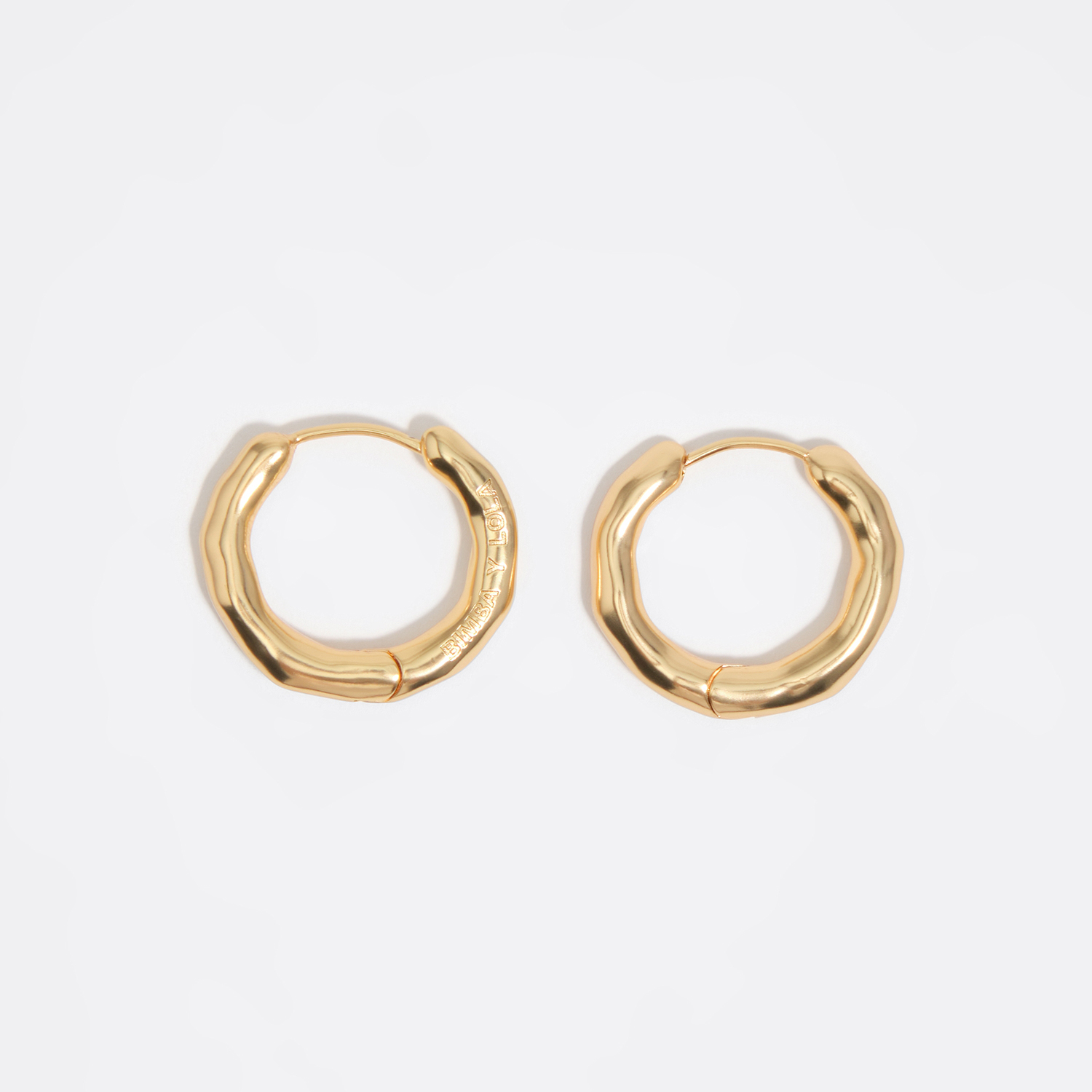 Bimba Y Lola Gold Matte Irregular Hoop Earrings