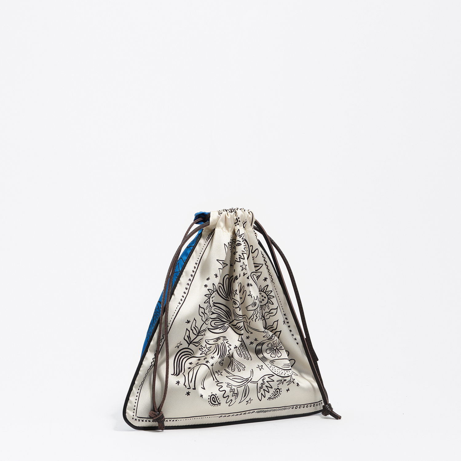 Bimba Y Lola Blue Ivory Esoteric Scarf Pouch Bag