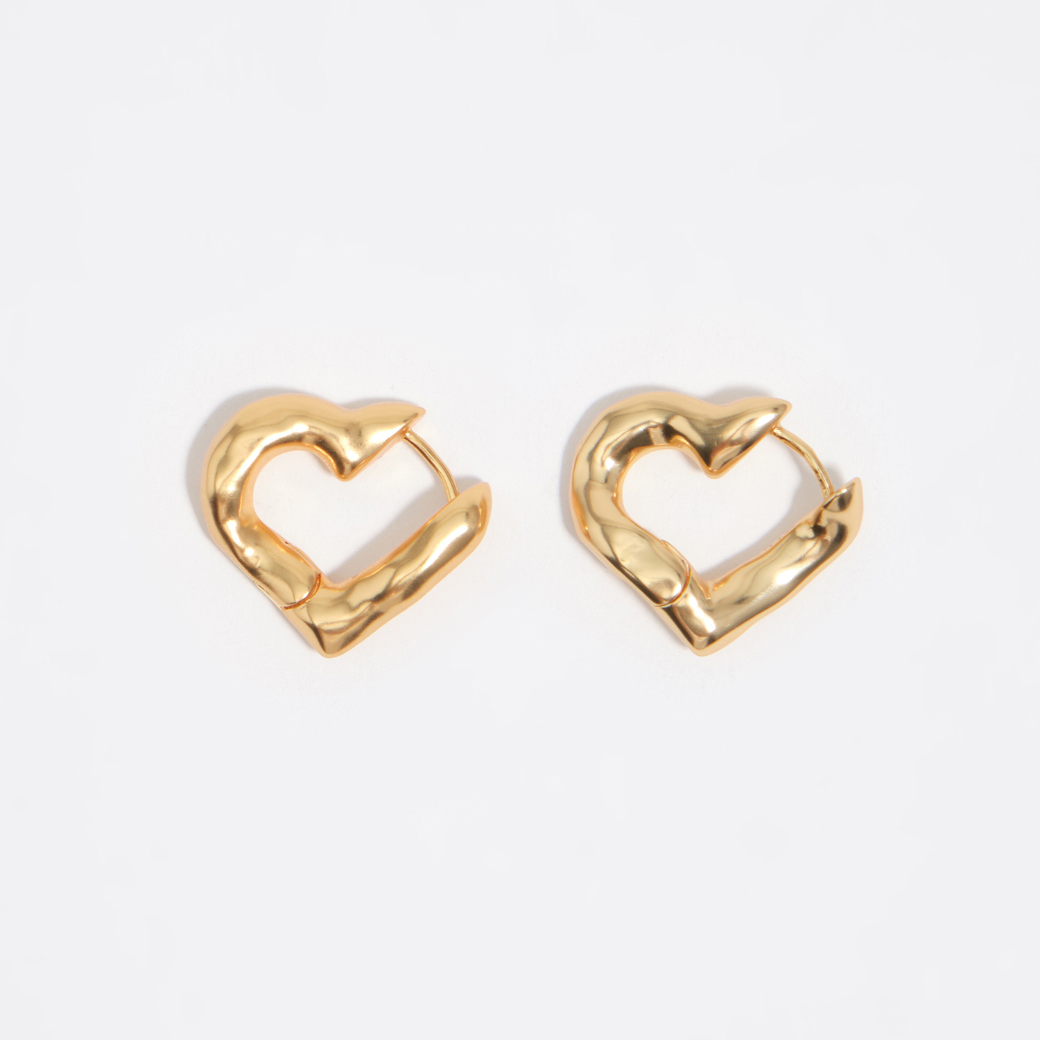 Bimba Y Lola Gold Textured Matte Heart Hoop Earrings