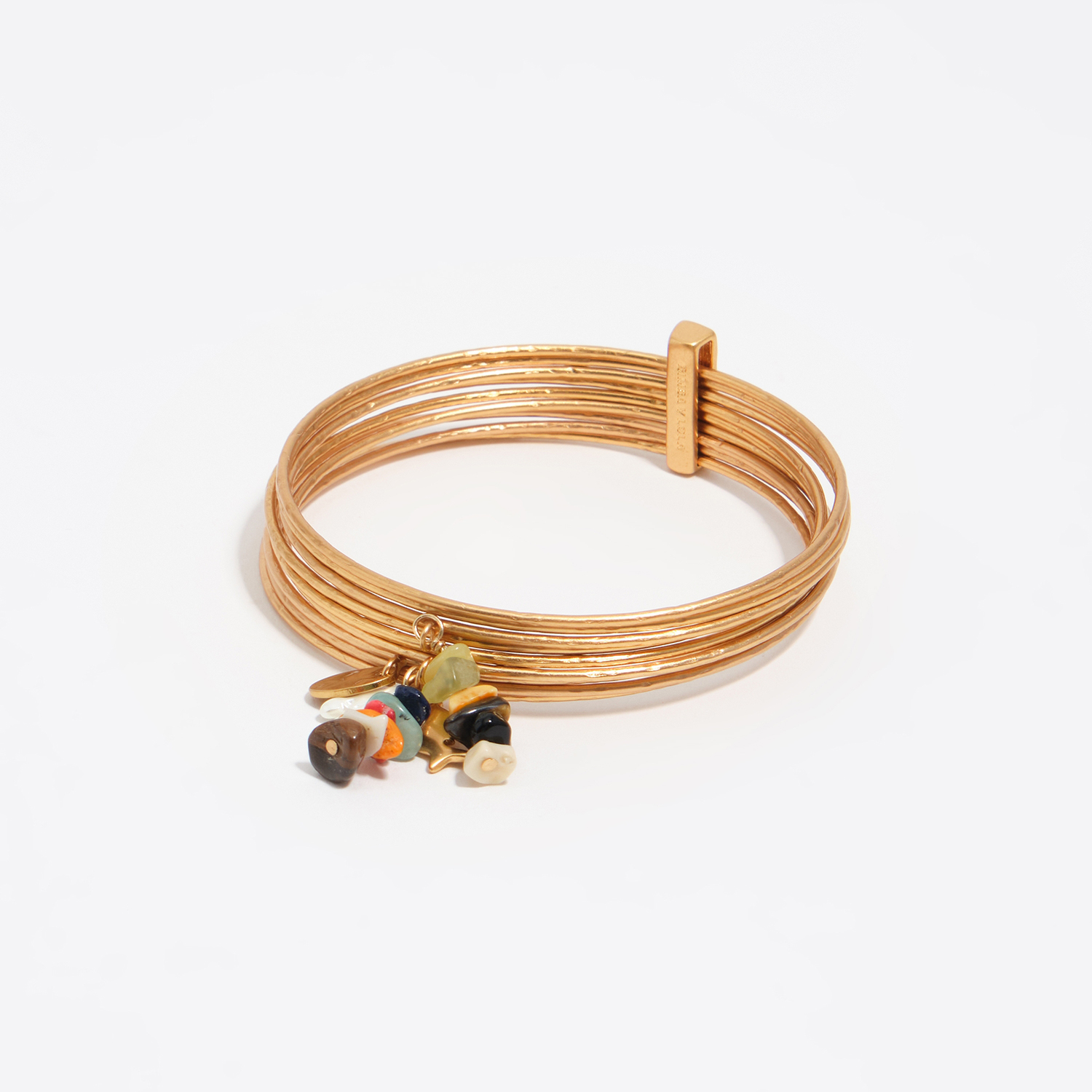 Bimba Y Lola Gold Bangle Bracelet With Aged Stones Texture