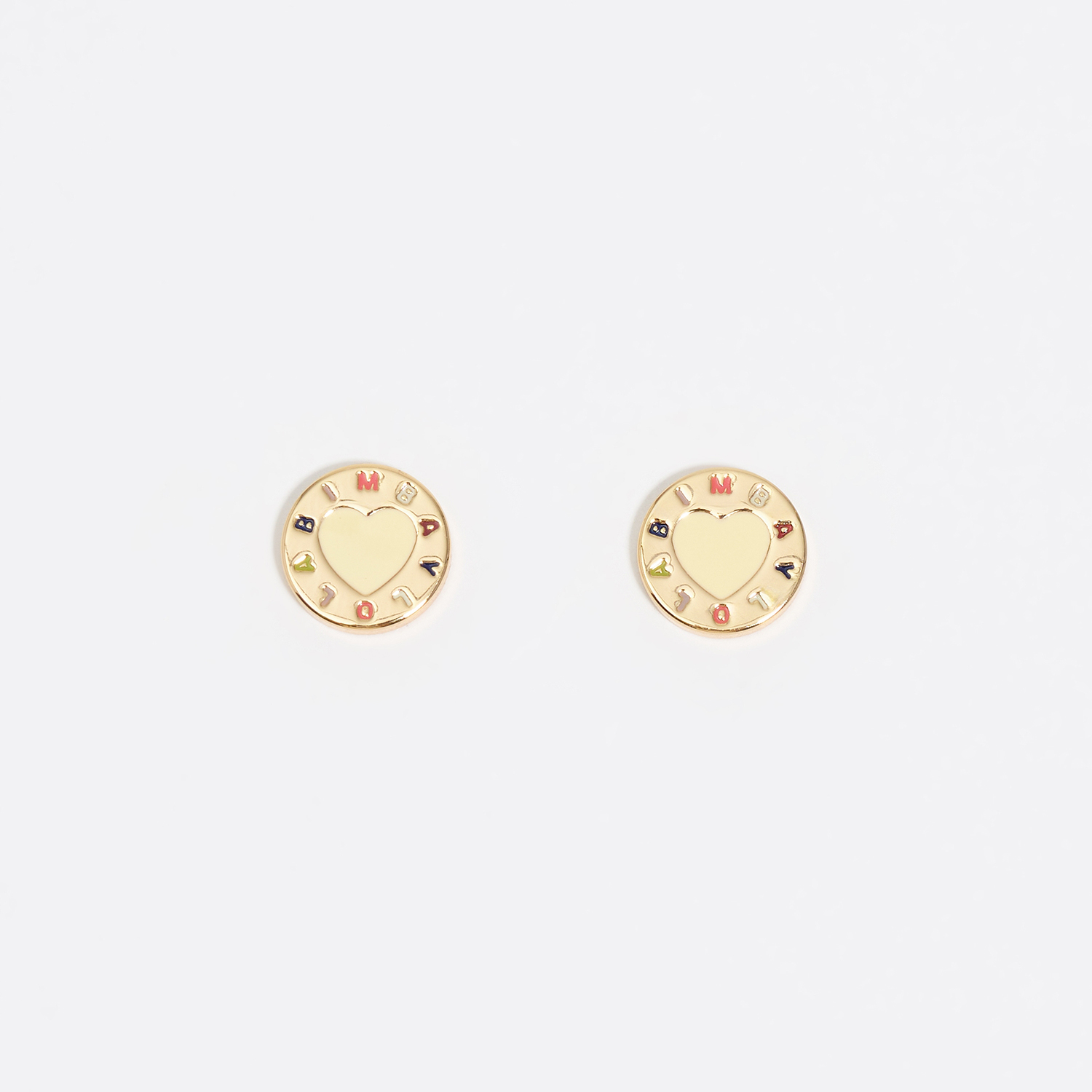 Bimba Y Lola Ivory Heart Logo Earrings