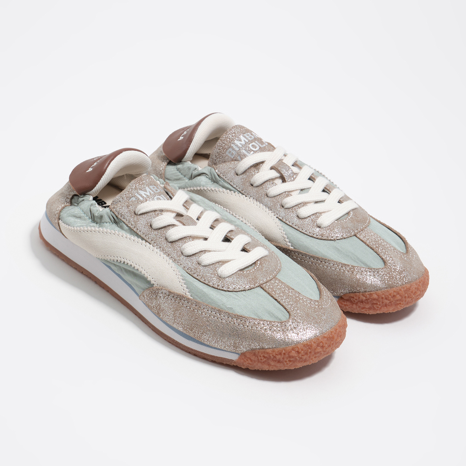 Buty sportowe 13 06 dwoina metalizowane wykończenie nylon zielone