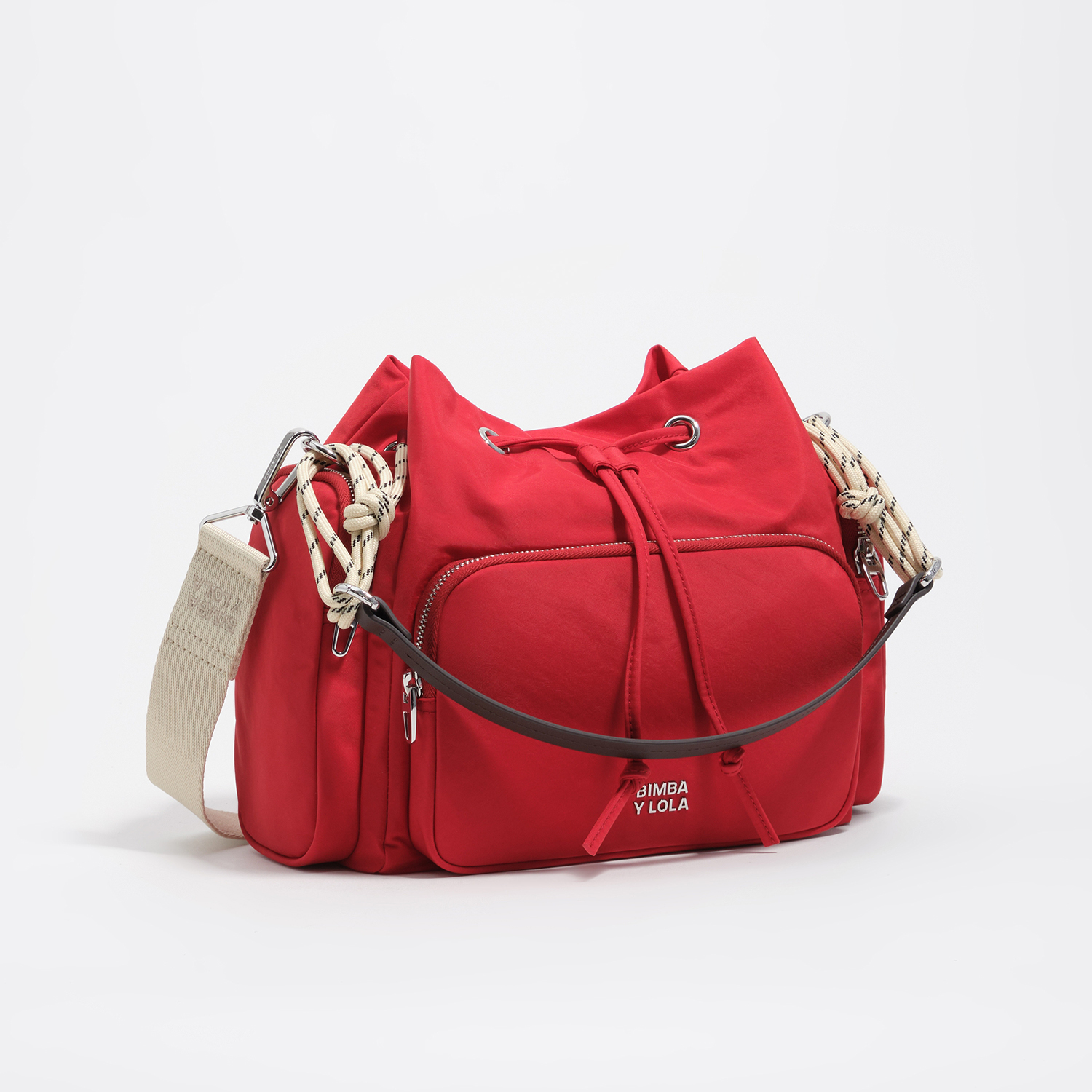 Torebka bucket Pocket średnia nylon czerwona