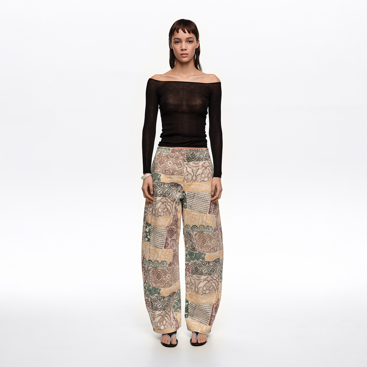 BARREL - Spodnie denim klamra Lace kość słoniowa 2