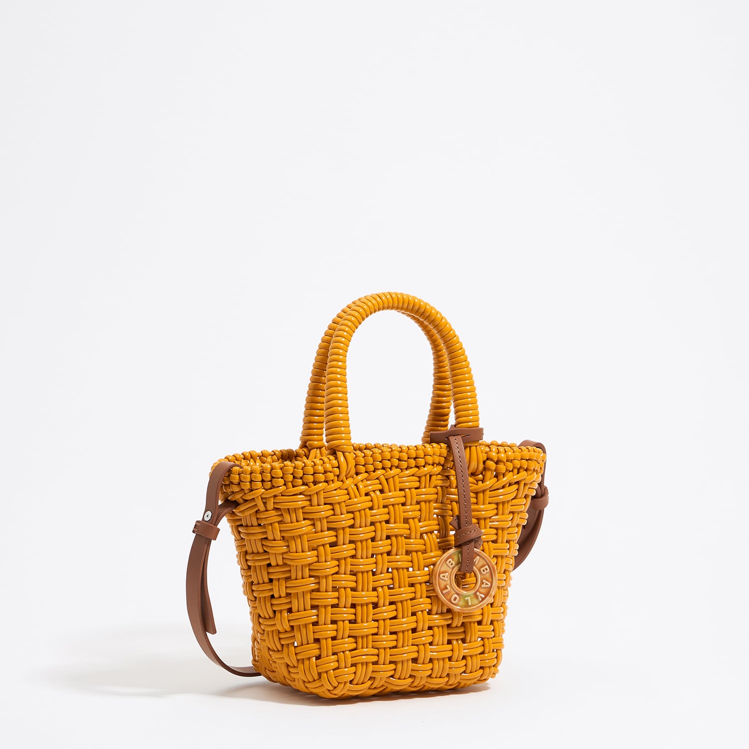 Torebka shopper pleciona żółta