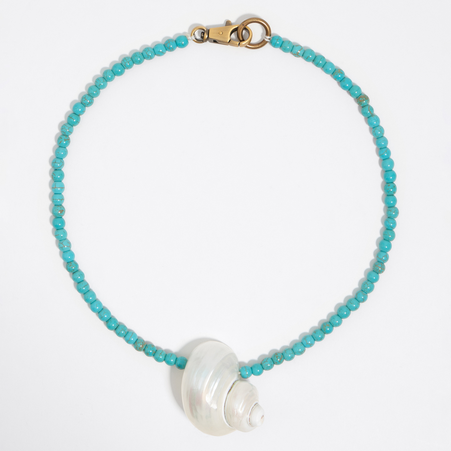 Bimba Y Lola Turquoise Necklace With Natural Seashell And Stones