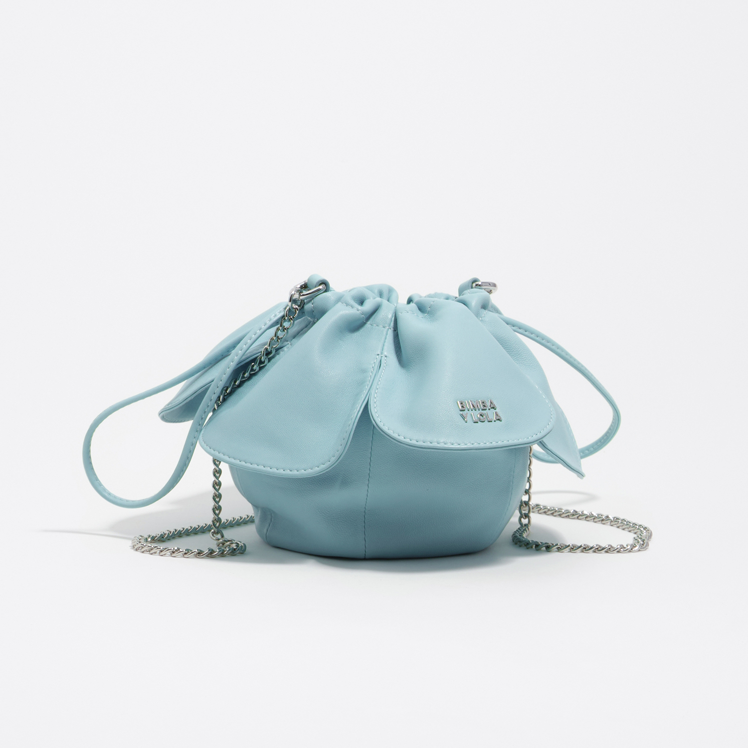 Bimba Y Lola Sky Blue Leather Pétalo Bag