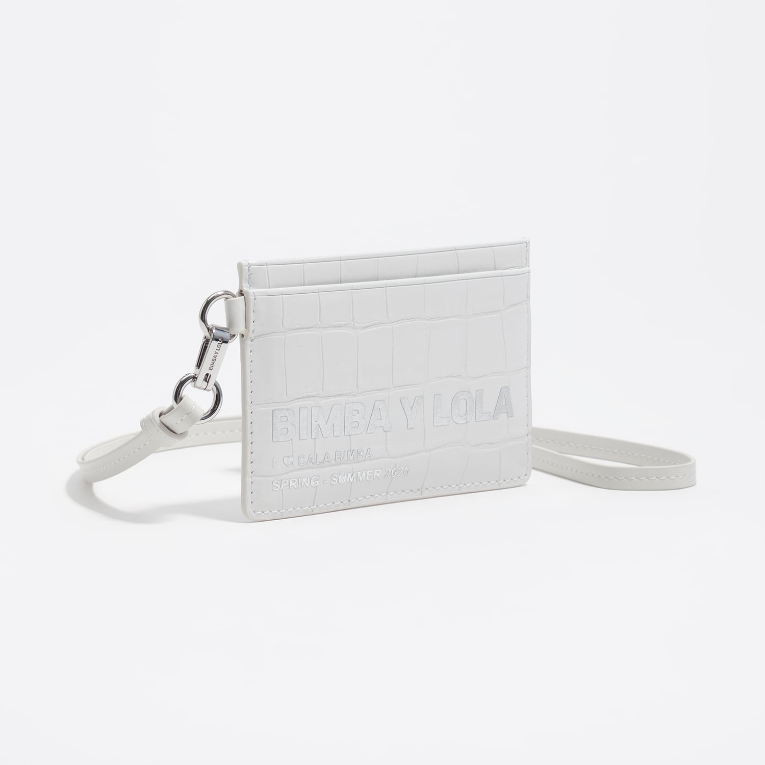Bimba Y Lola White Mock Croc Card Holder