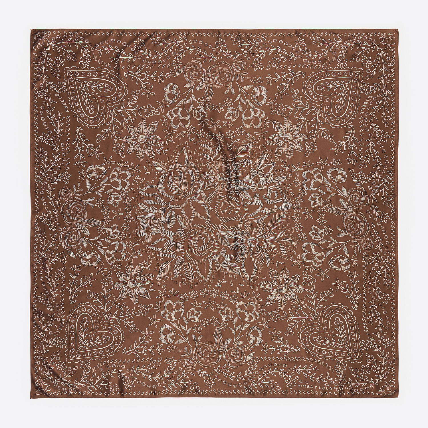 Bimba Y Lola Brown Floral Scarf