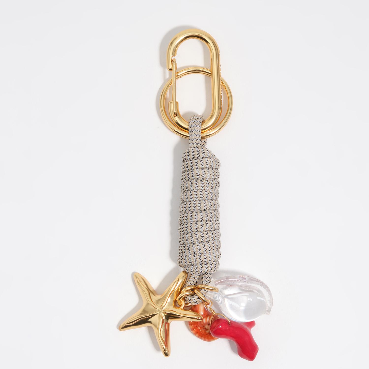 Bimba Y Lola Ivory Knotted Rope Key Ring With Charms