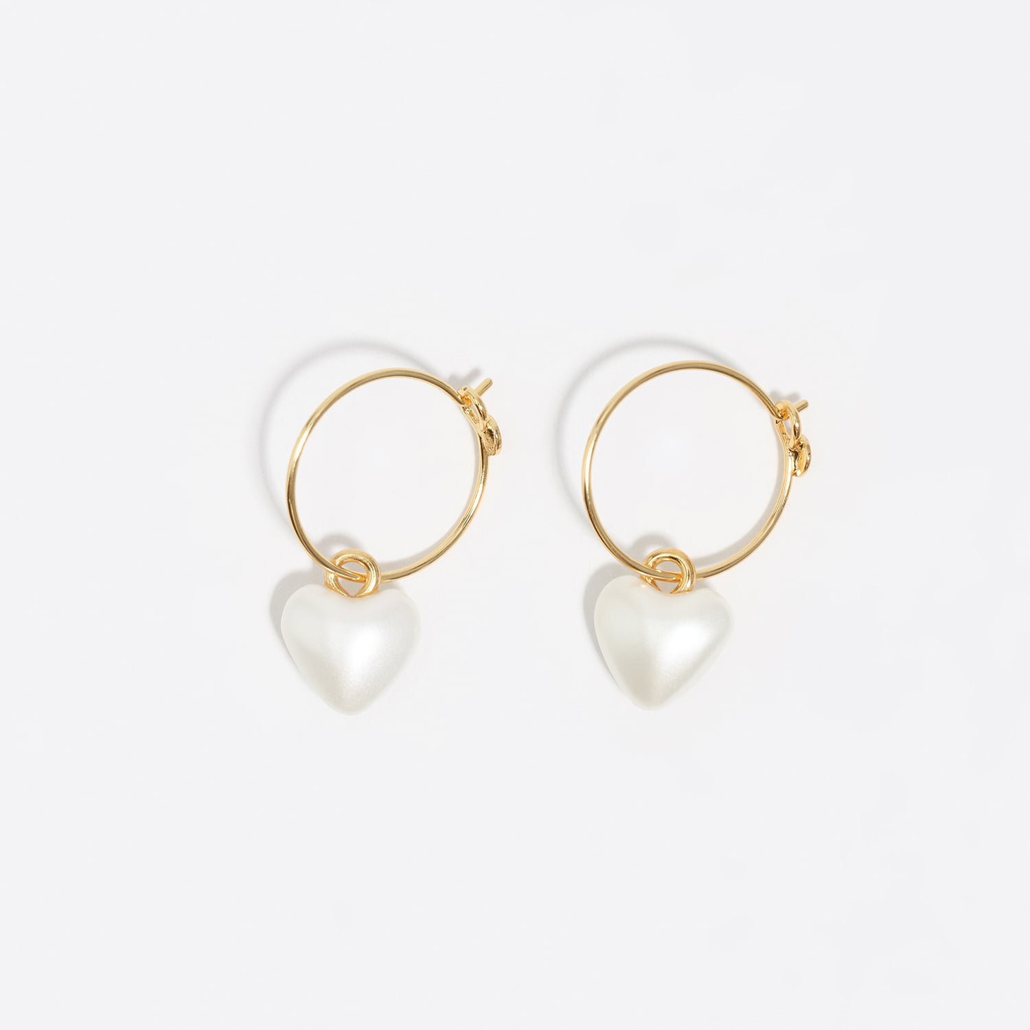 Bimba Y Lola Pearl Gold Hoop Earrings And Heart