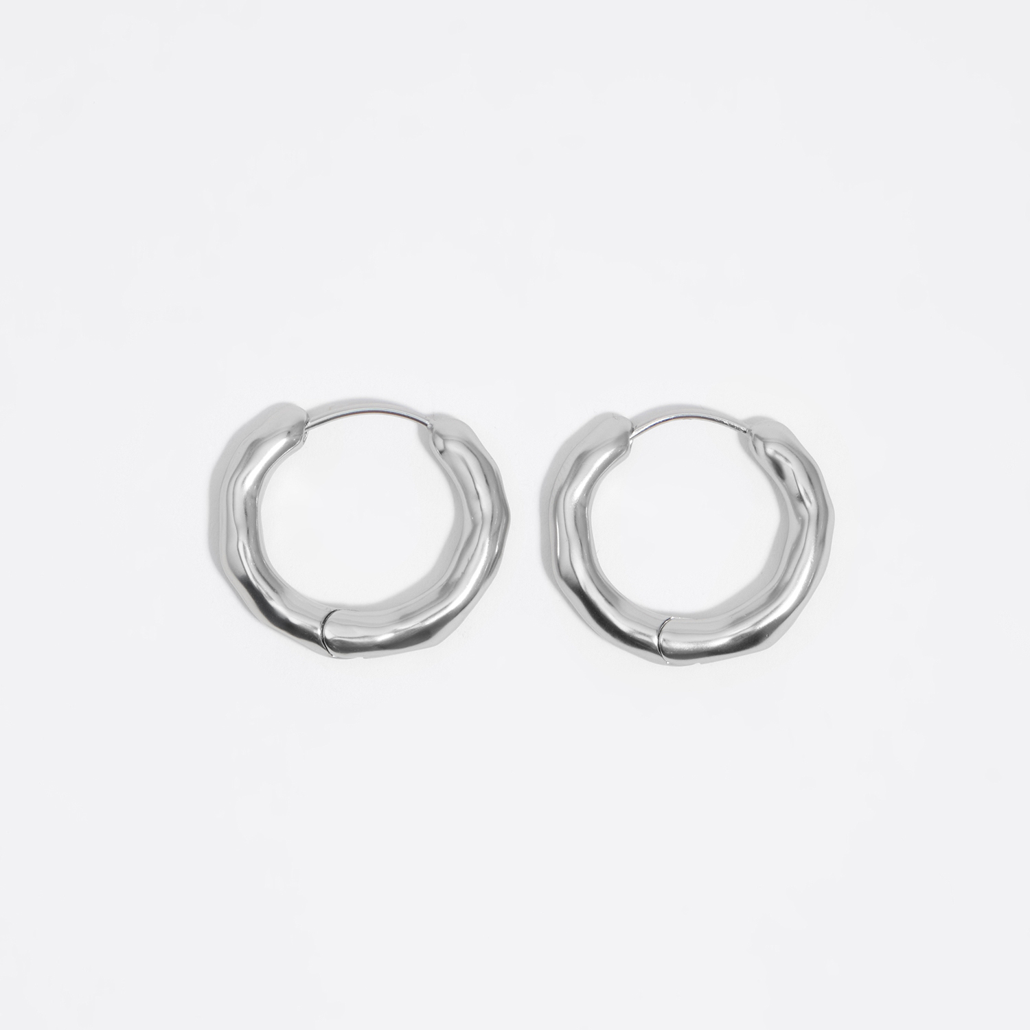 Bimba Y Lola Silver Irregular Hoop Earrings