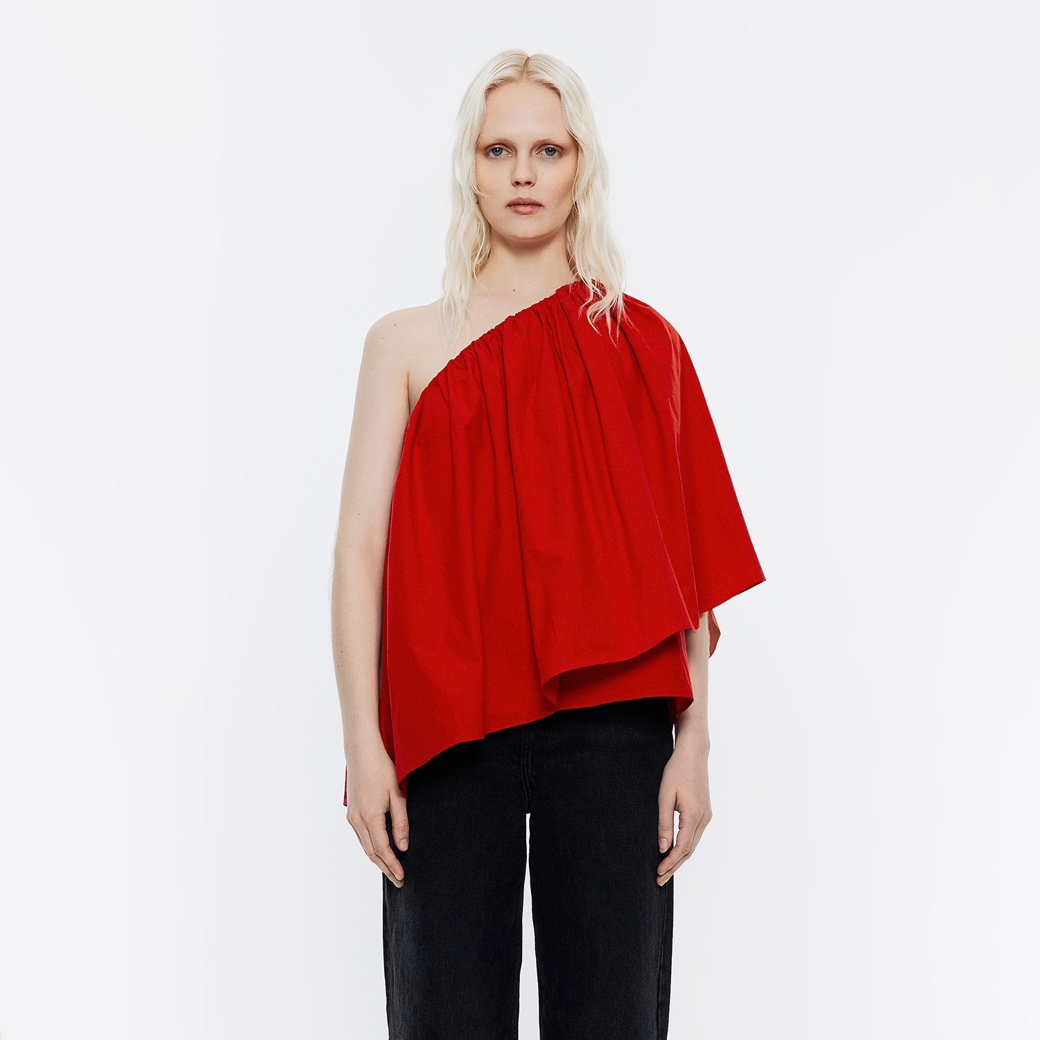 Top maxi falbana czerwony