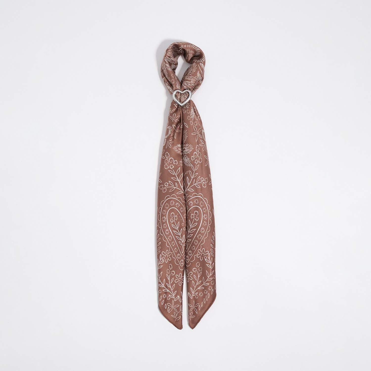 Bimba Y Lola Brown Floral Brushstrokes Scarf