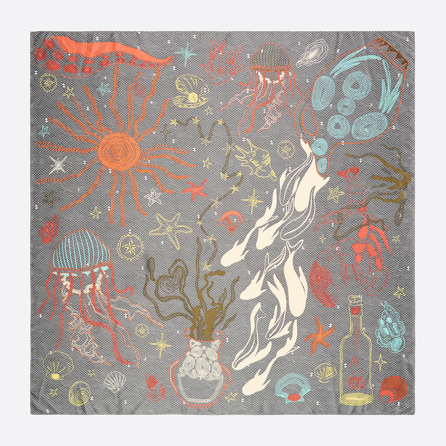 Bimba Y Lola Anthracite Scarf With Nautical Motifs