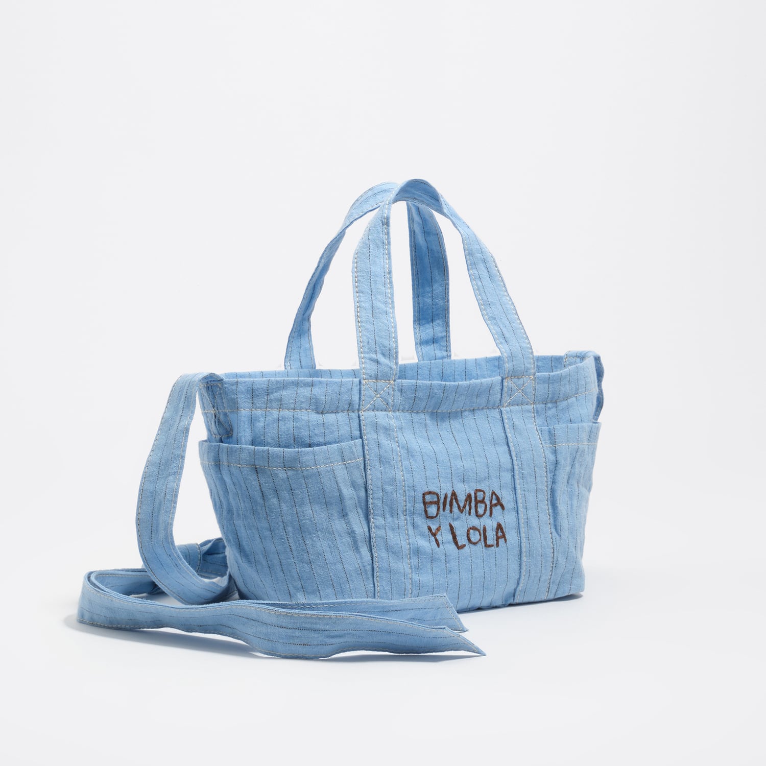Bimba Y Lola Light Blue Mini Linen Crossbody Bag