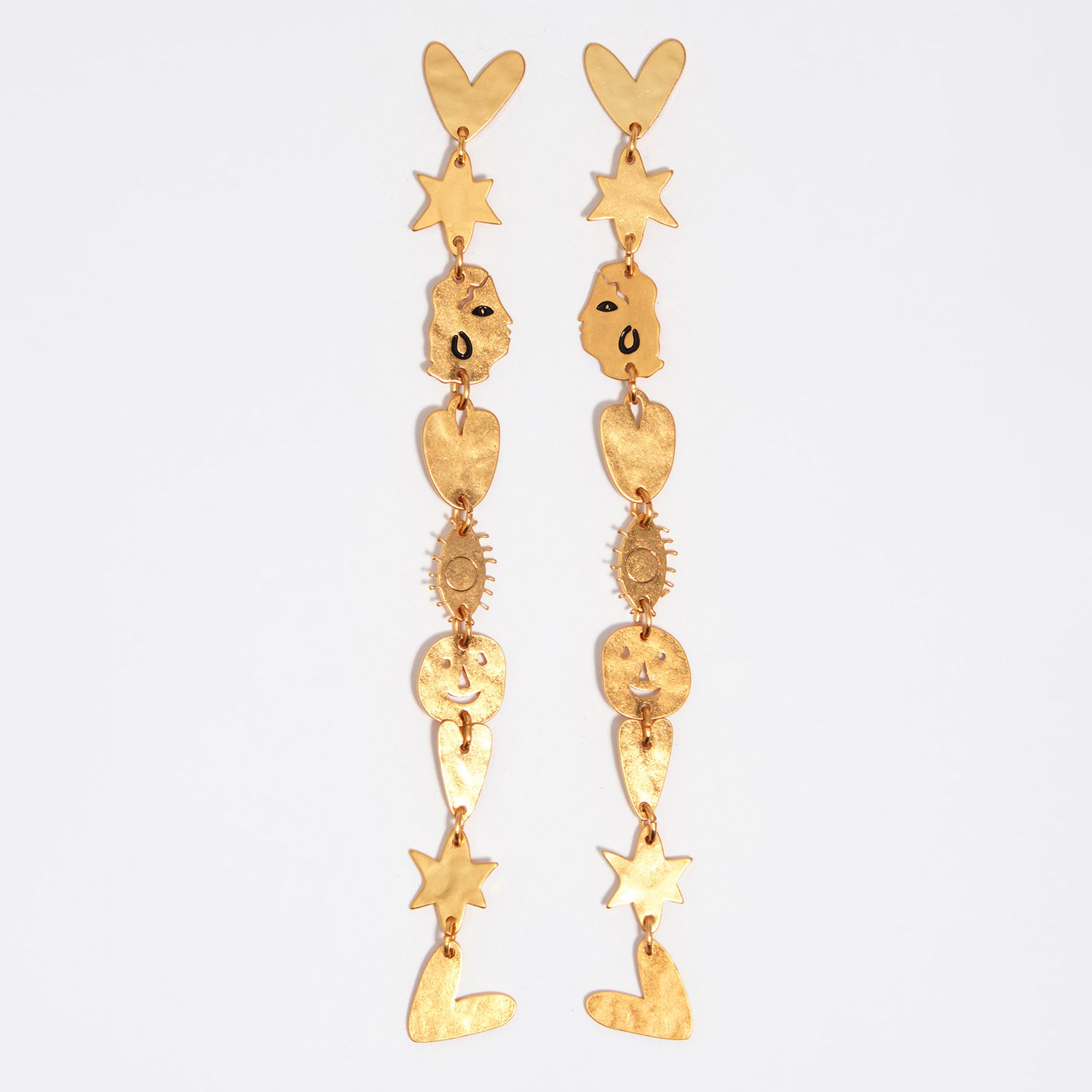 Bimba Y Lola Gold Matte Metal Silhouette Earrings