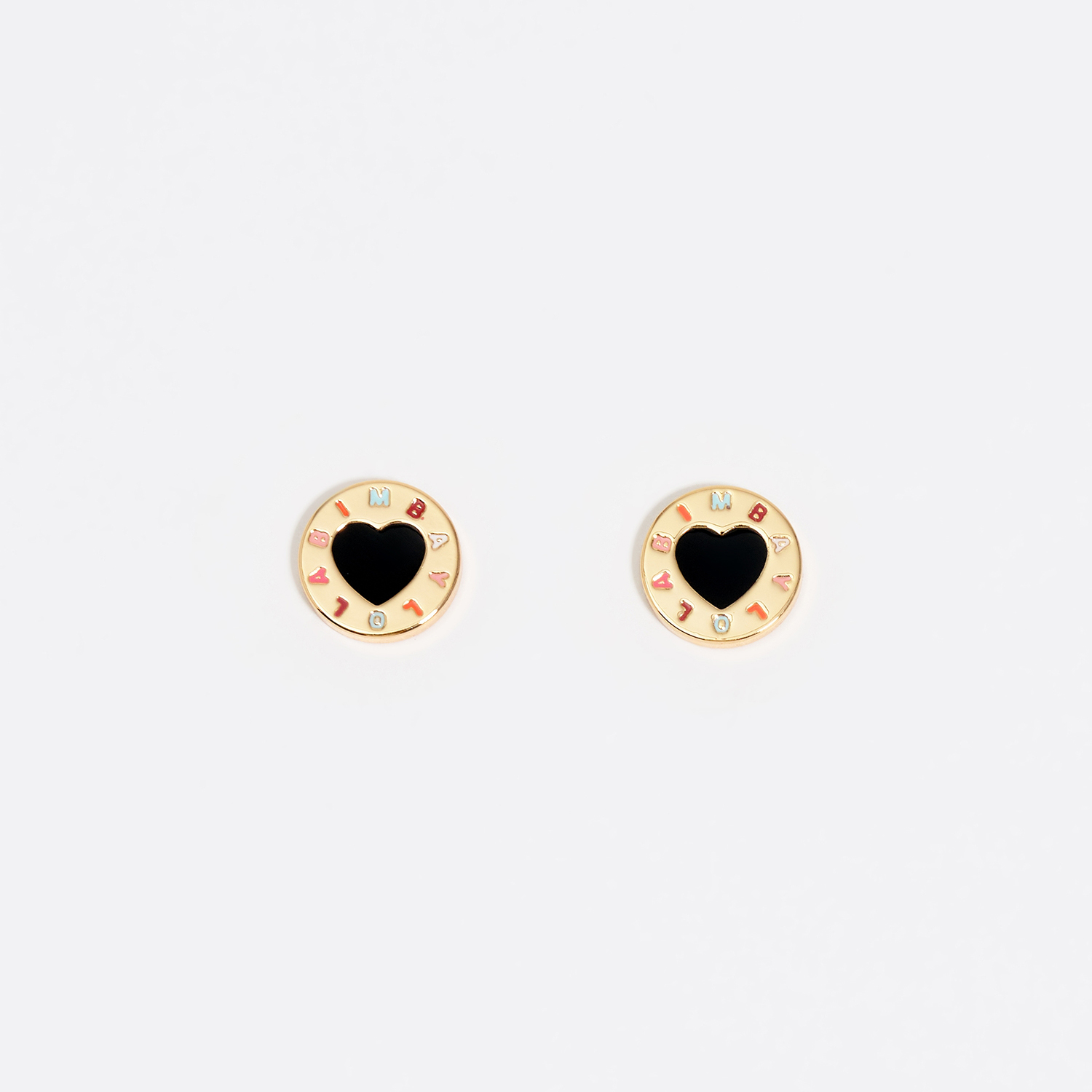 Bimba Y Lola Black Heart Logo Earrings