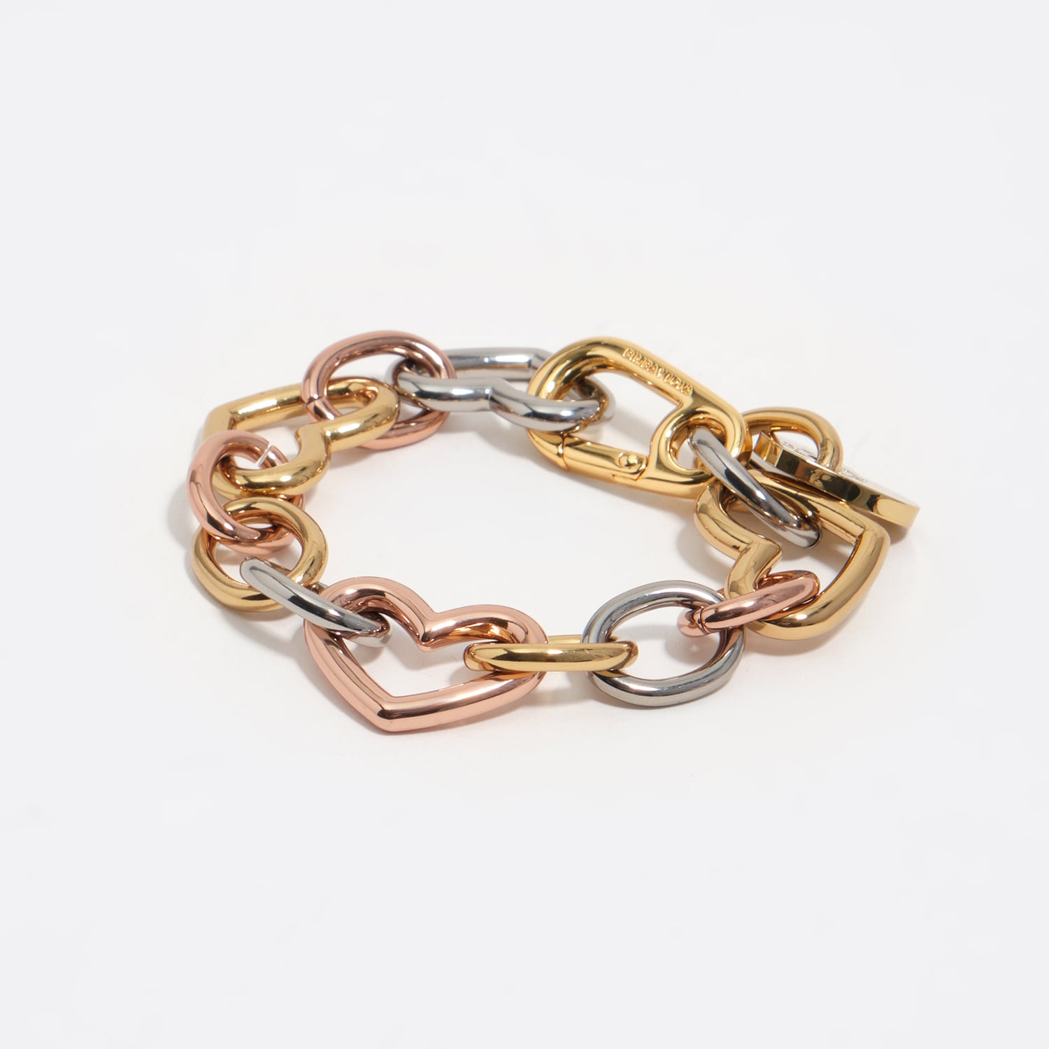 Bimba Y Lola Multigold Three-Tone Heart Chain Bracelet