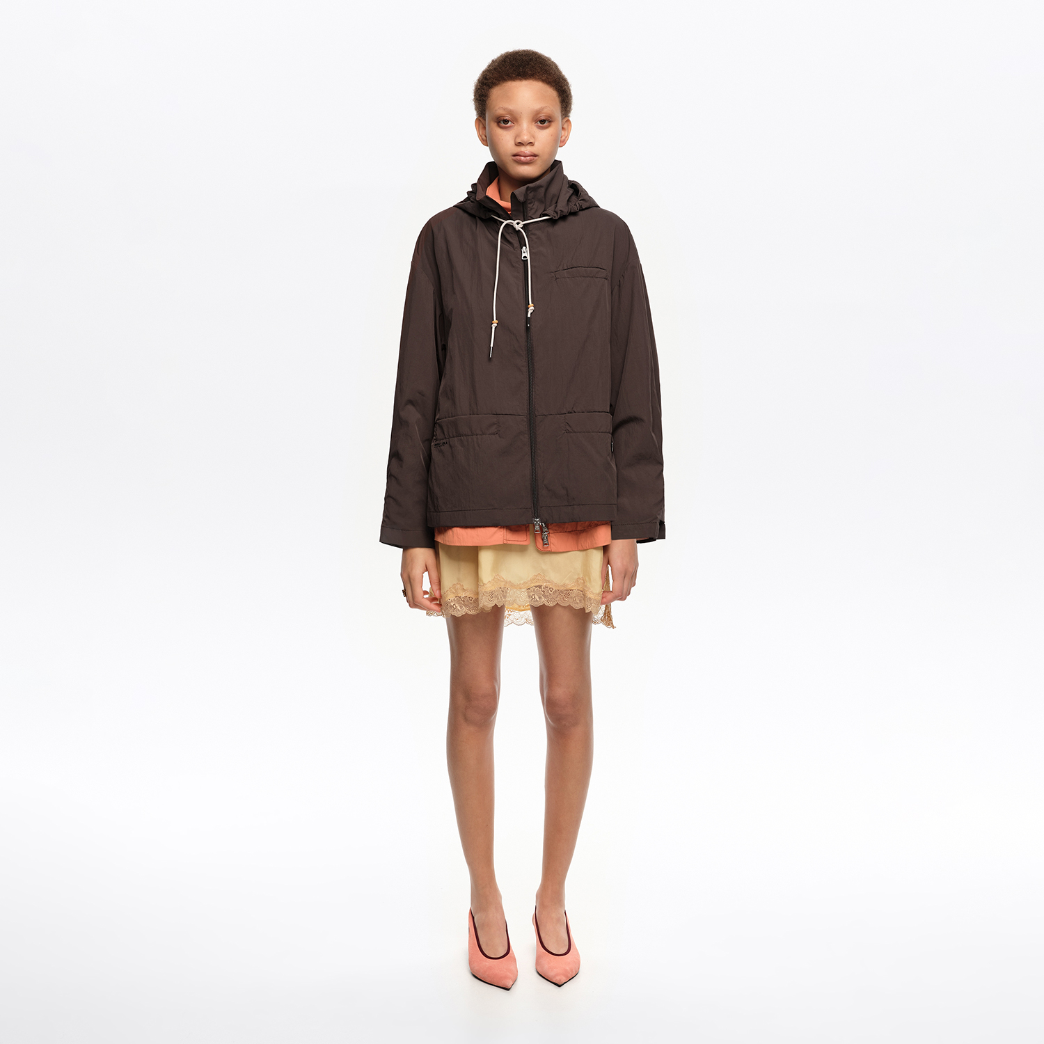 Bimba Y Lola Brown Short, Fluid A-Line Trench
