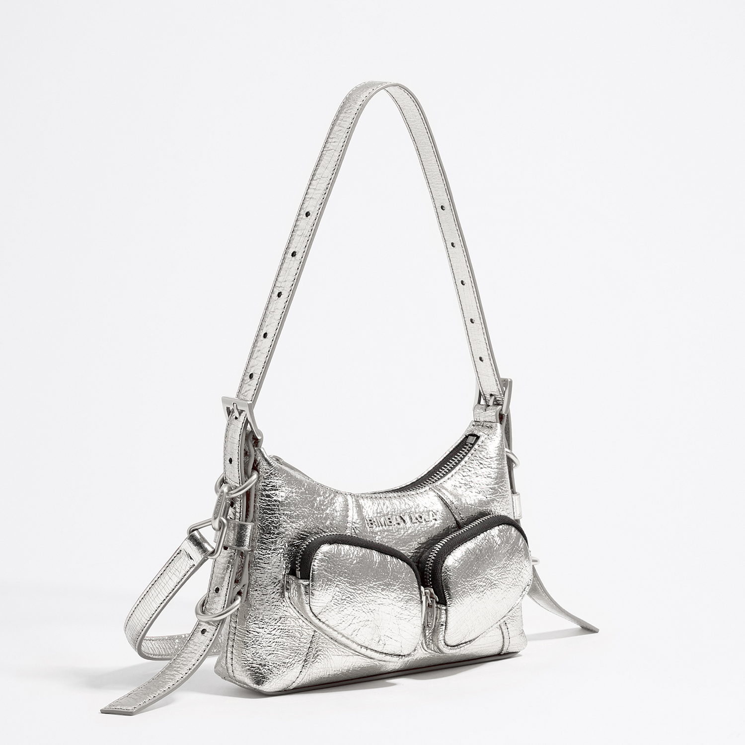 Torebka hobo Pocket mini skóra srebrna 3