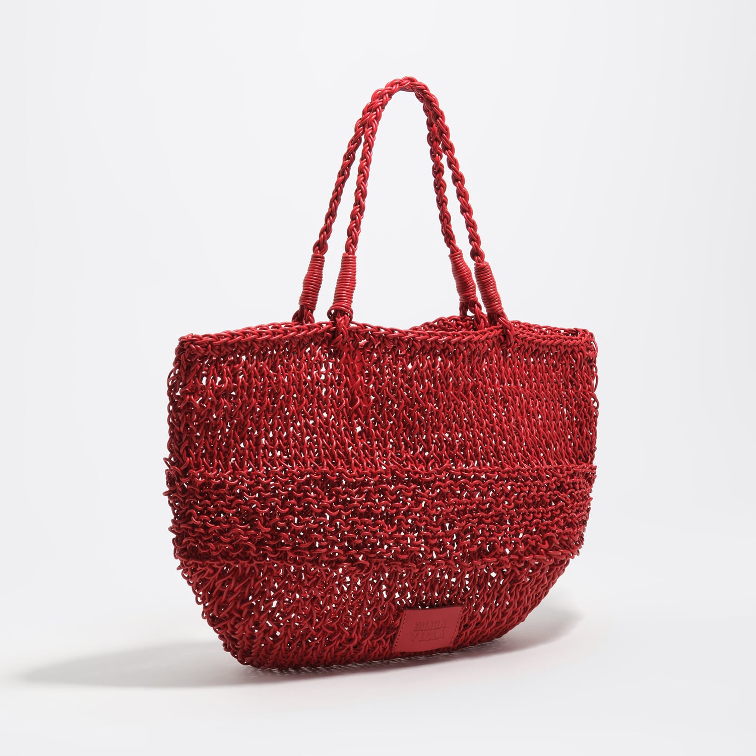 Bimba Y Lola Red Medium Plaited Leather Shoulder Bag