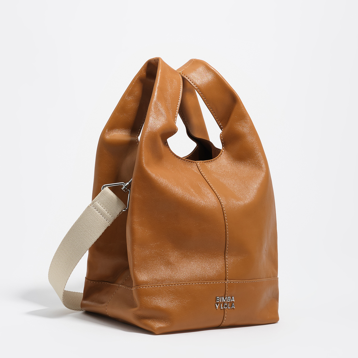 Bimba Y Lola Toffee Medium Leather Paper Bag