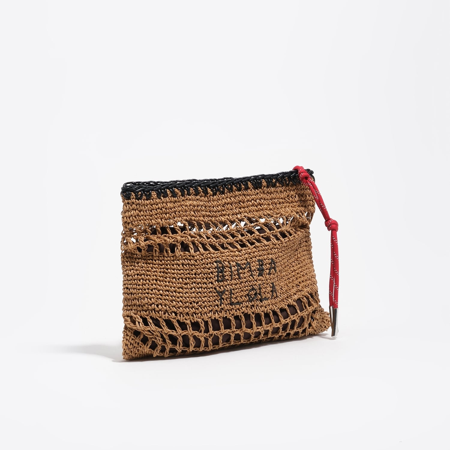 Bimba Y Lola Dark Natural Medium Raffia-Effect Handbag