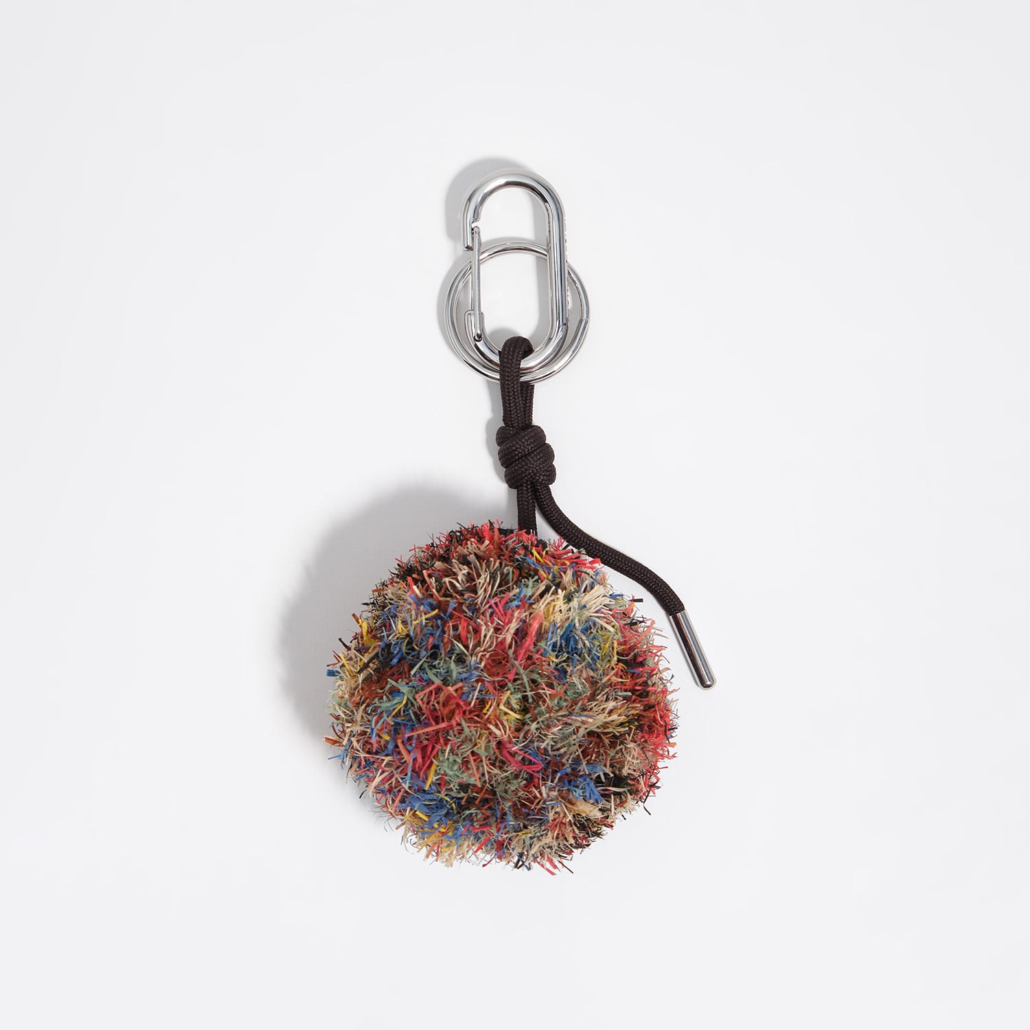 Bimba Y Lola Brown Multicolor Raffia Pompom Key Ring