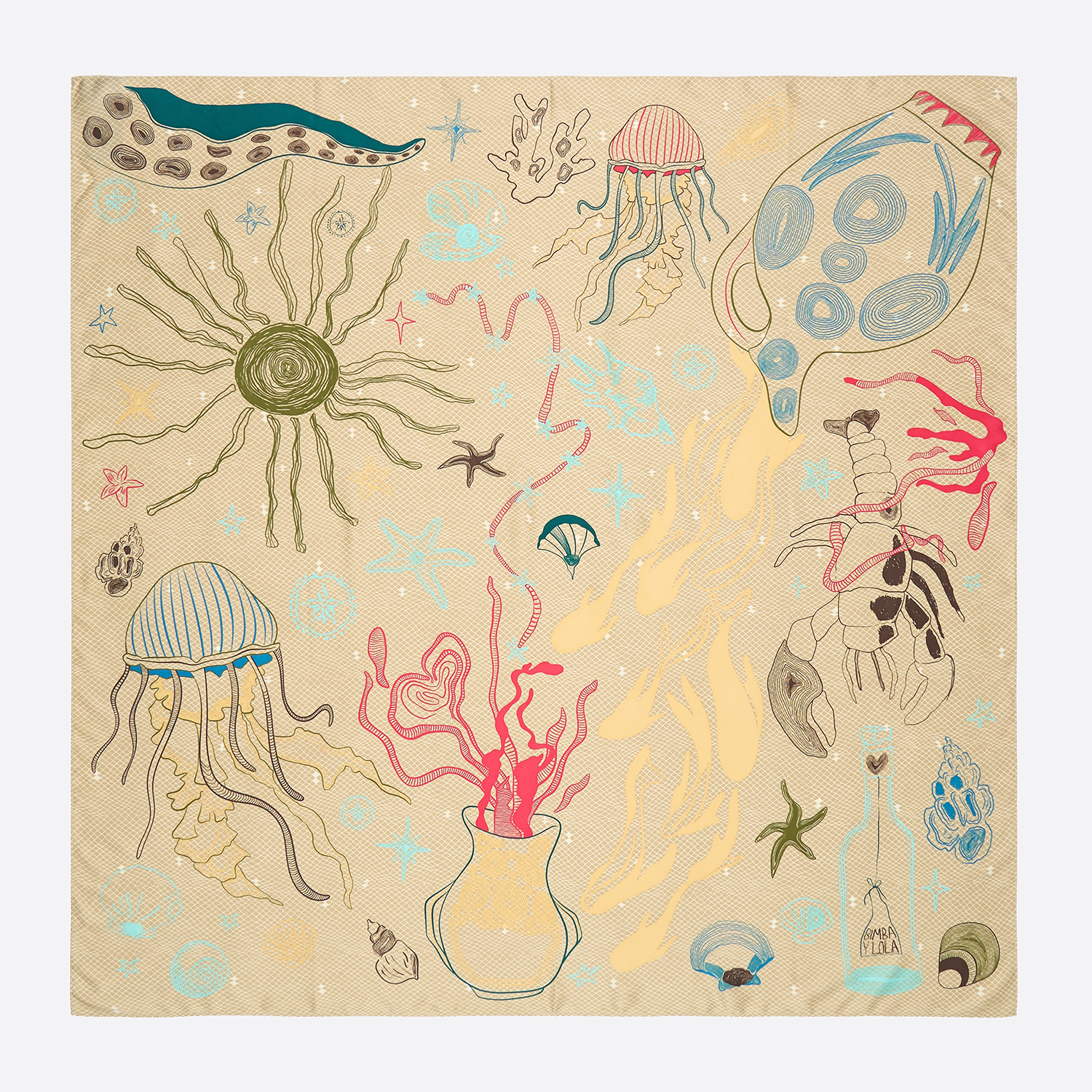 Bimba Y Lola Beige Scarf With Nautical Motifs