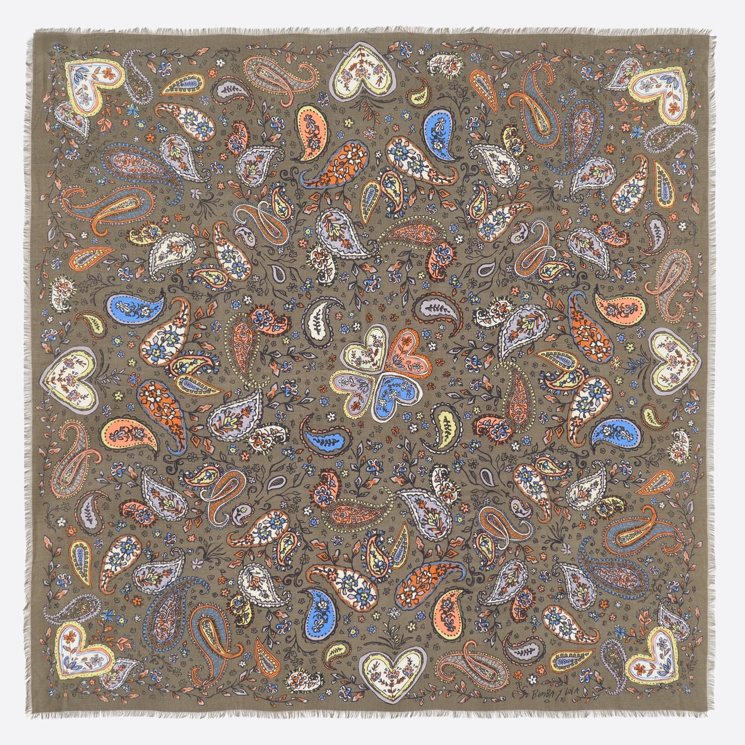 Szal paisley khaki